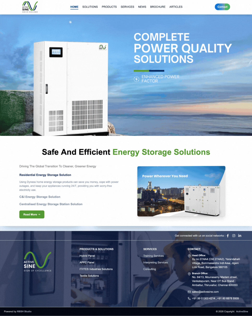 Activesine - Power Quality Solutions Website