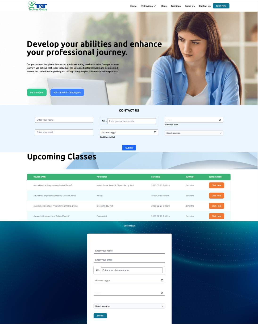 TNT Techies Guide - IT Training & Services Website